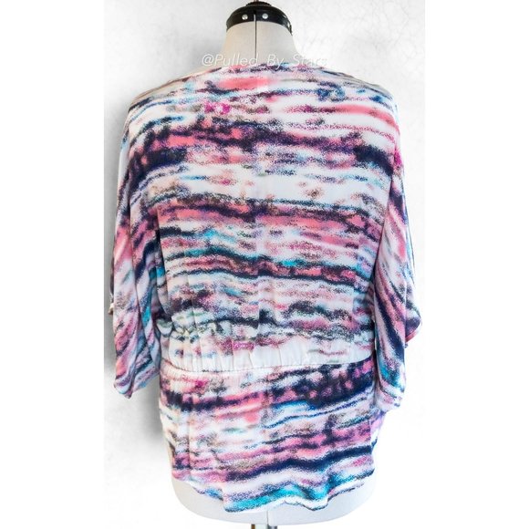 FIFTEEN TWENTY Colorful Silk Dolman Sleeve Relaxed-Fit Blouse + Drawstring Waist - Picture 12 of 13